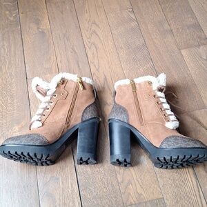 Michael Kors Block Heel Lace-Up Boots 7M